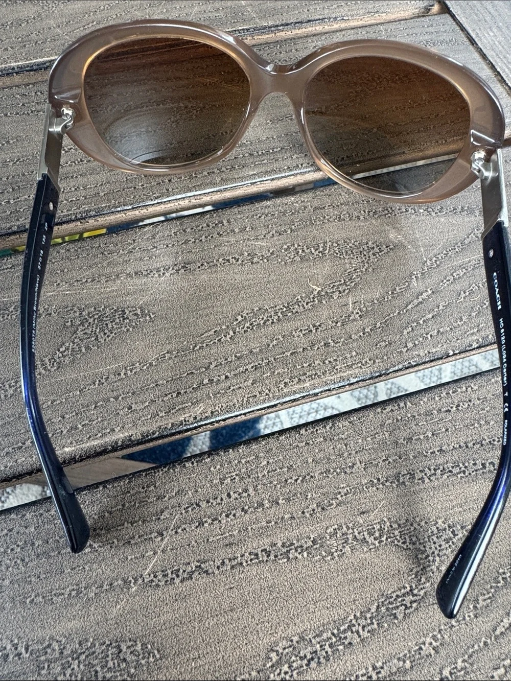 Coach Brown Round Oversized Sunglasses L094 Carter 5260T5 milky brown/navy - Picture 5 of 7